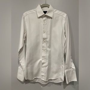 David Donahue White striped Dress shirt Size 15
